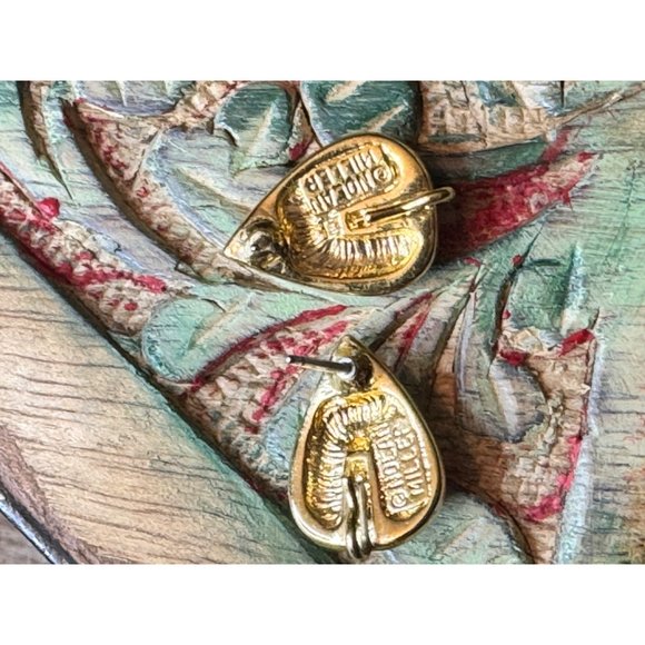 Nolan Miller Gold Tone Crystal Teardrop Earrings Pierced - Picture 6 of 7